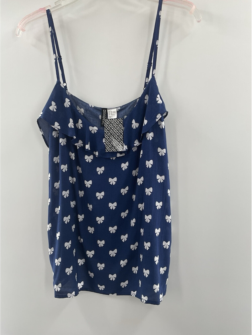 H&M divided sleeveless blouse with bows blue US size 12 NWT 076